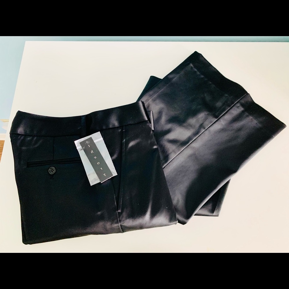 NWT Theory Black Satin Wide Leg Mid Rise Pants 6 - Picture 6 of 13